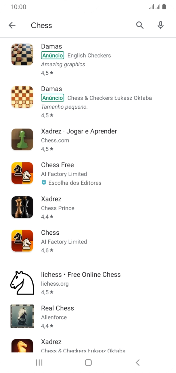 Prima a app pretendida.