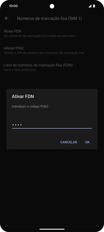 Introduza o código PIN2 e prima OK.