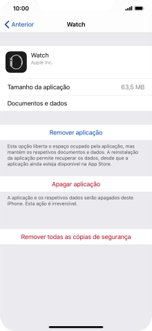 Prima Remover aplicação.