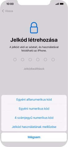 A képernyőzár használatának bekapcsolásához kövesd a képernyőn megjelenő utasításokat, vagy válaszd a Jelkód használatának mellőzése lehetőséget.
