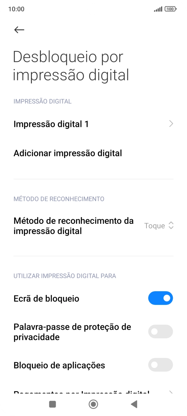 Prima os indicadores junto às definições pretendidas para as ativar ou desativar.