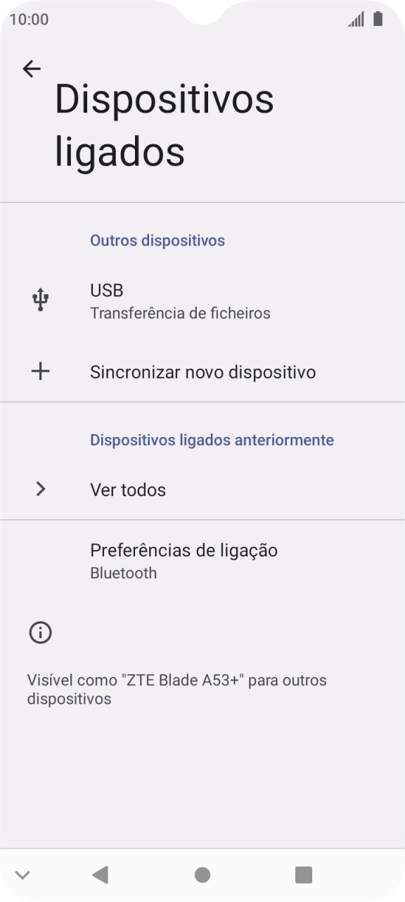 Prima Sincronizar novo dispositivo.
