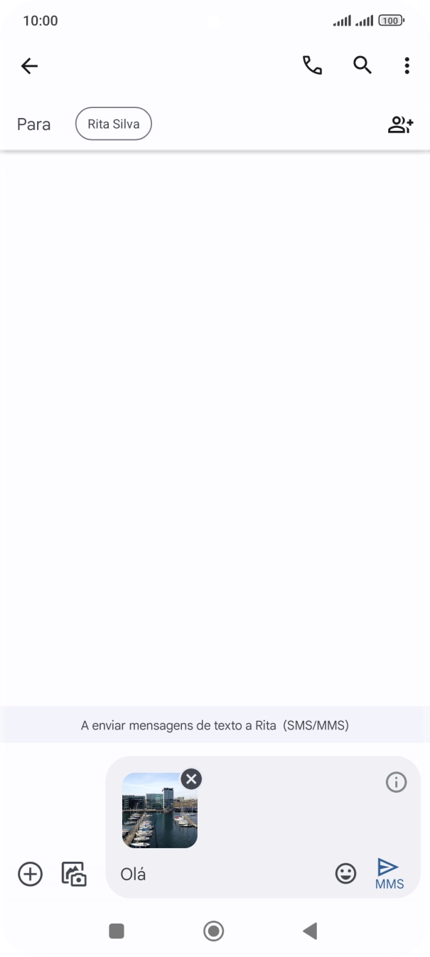 Prima o ícone para enviar quando terminar de escrever a sua mensagem multimédia.