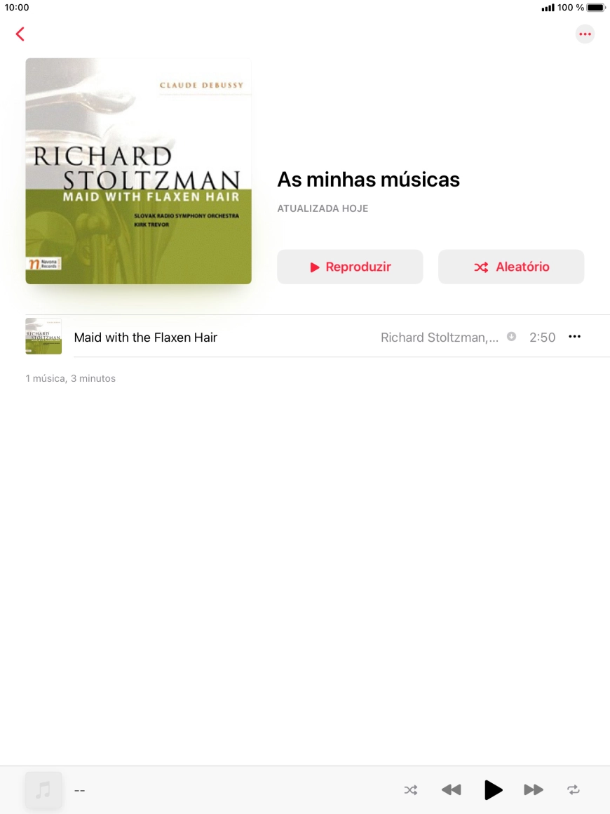 Vá até à categoria ou lista de reprodução pretendida e prima o ficheiro de música pretendido.