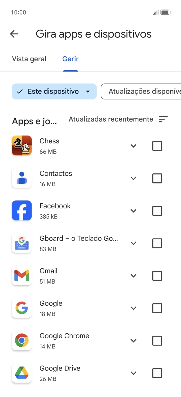 Prima a app pretendida.