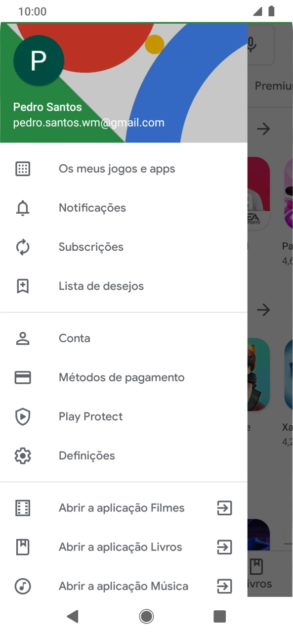 Prima Os meus jogos e apps.