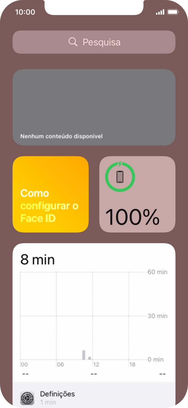 Deslize o dedo para cima no ecrã.