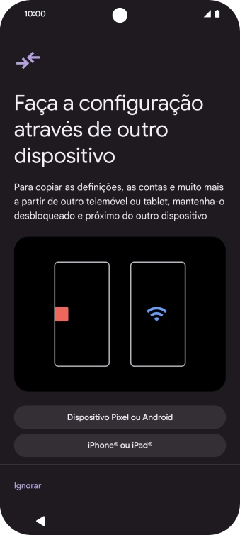 É possível transferir conteúdo de outro telefone quando o telefone for ativado antes da primeira utilização e quando o telefone tiver sido reiniciado. Quando esta imagem for mostrada no ecrã, o telefone está pronto para transferir conteúdo de outro telefone.