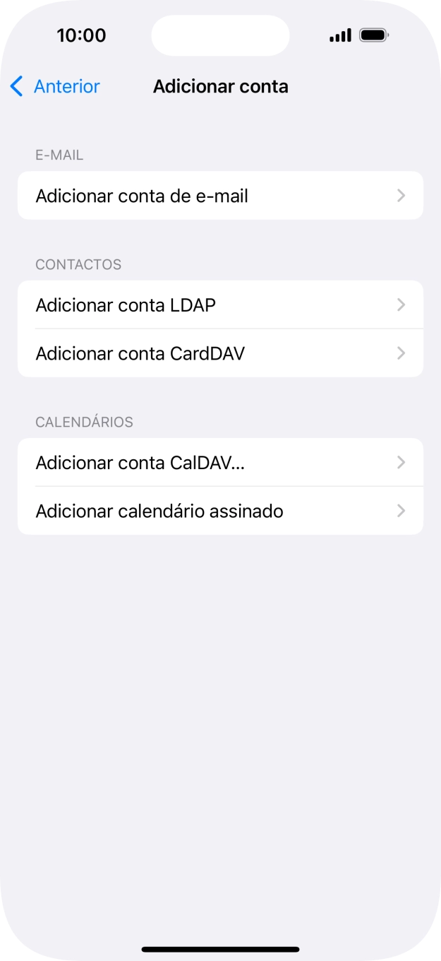 Prima Adicionar conta de e-mail.
