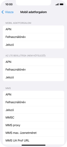 Válaszd az APN lehetőséget. Amennyiben előfizetésed van, írd be azt, hogy mms.vodafone.net.