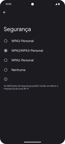 Prima WPA3-Personal para proteger o hotspot Wi-Fi com uma password.