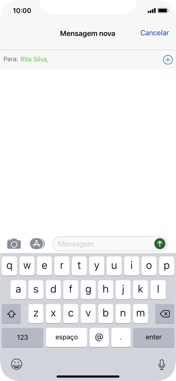 Prima o campo de escrita e escreva o texto da sua mensagem curta.