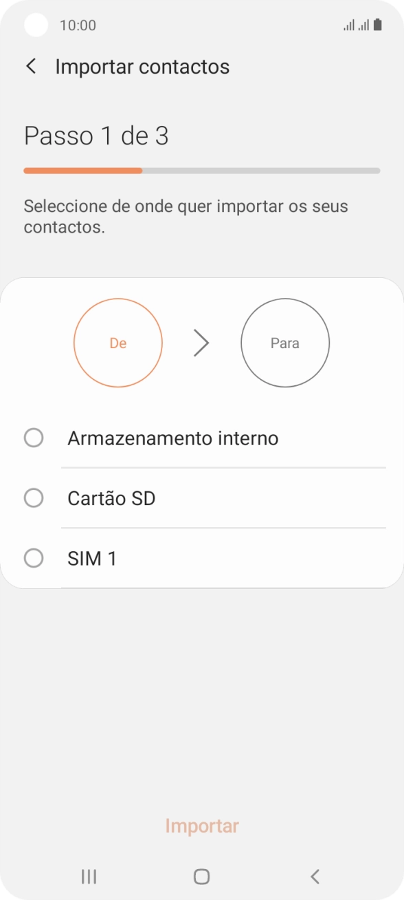 Prima o cartão SIM pretendido.