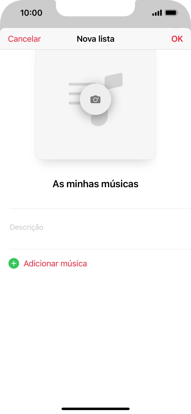 Prima Adicionar música.
