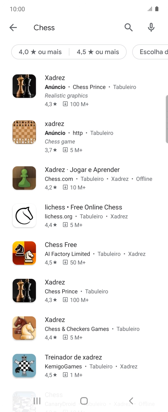 Prima a app pretendida.