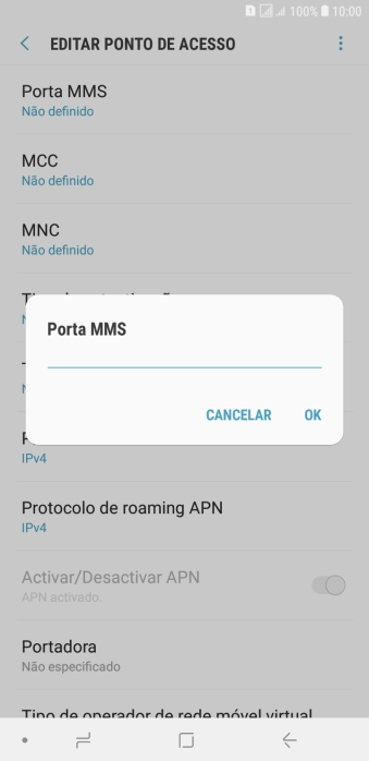 Introduza 80 e prima OK.