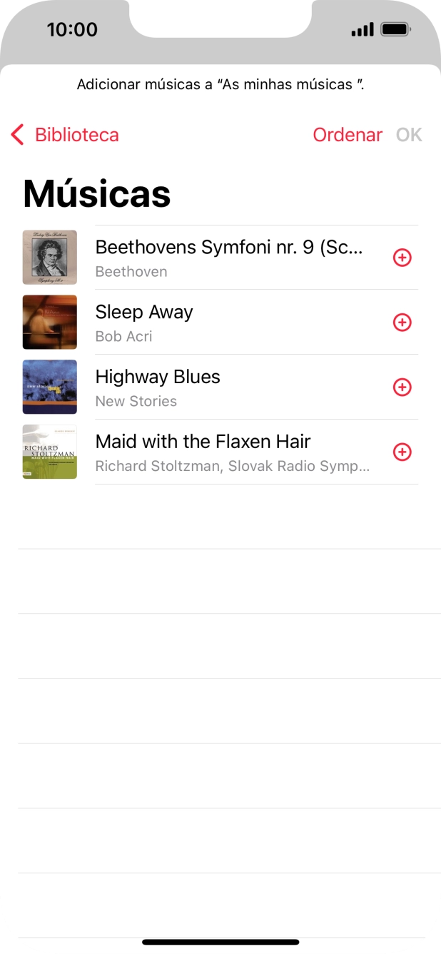 Vá até à categoria pretendida e prima o ficheiro de música pretendido.