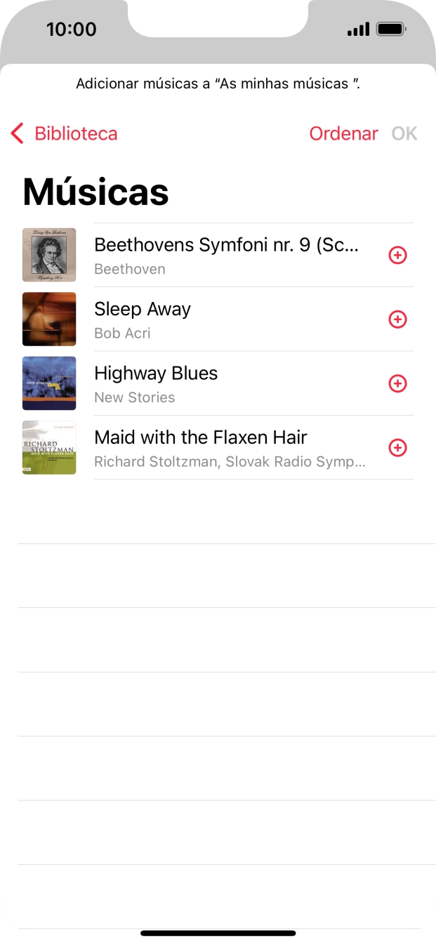 Vá até à categoria pretendida e prima o ficheiro de música pretendido.