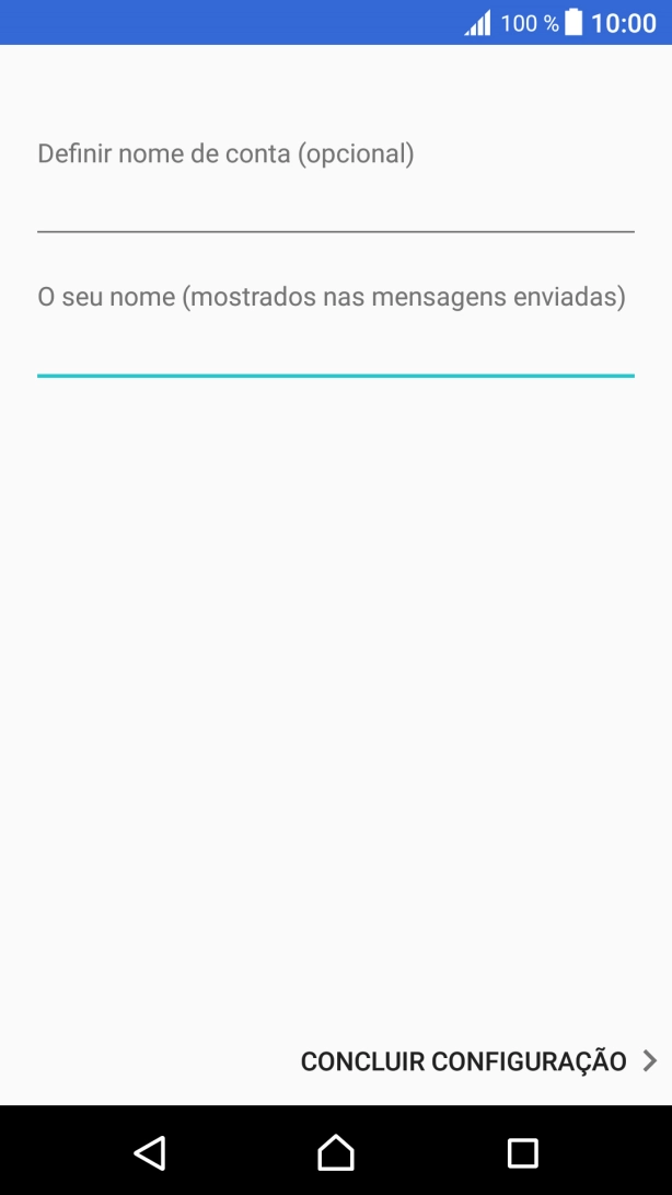 Prima CONCLUIR CONFIGURAÇÃO.