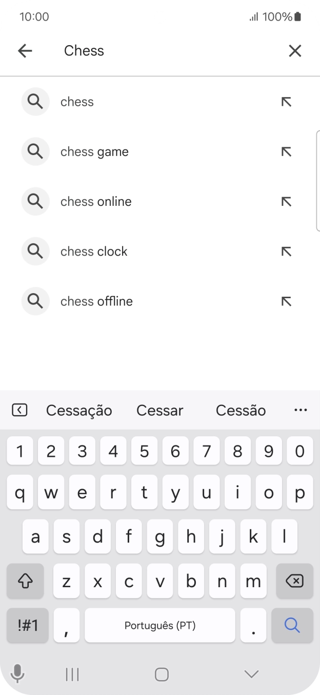 Introduza o nome ou categoria da app pretendida e prima o ícone para pesquisar.
