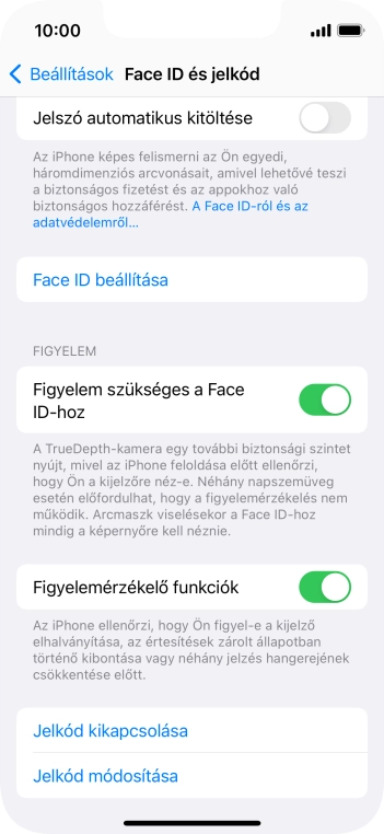 Válaszd a Jelkód kikapcsolása lehetőséget, és írd be a képernyőzárkódot.