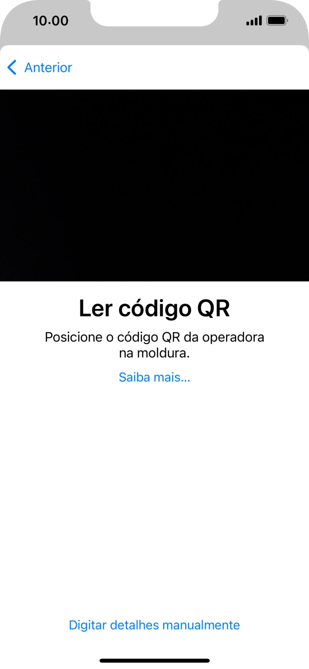 Para scanear o código QR enviado, enquadre-o na moldura da câmara do telefone.