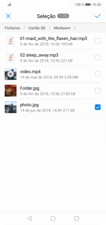 Prima o ícone para aceitar.