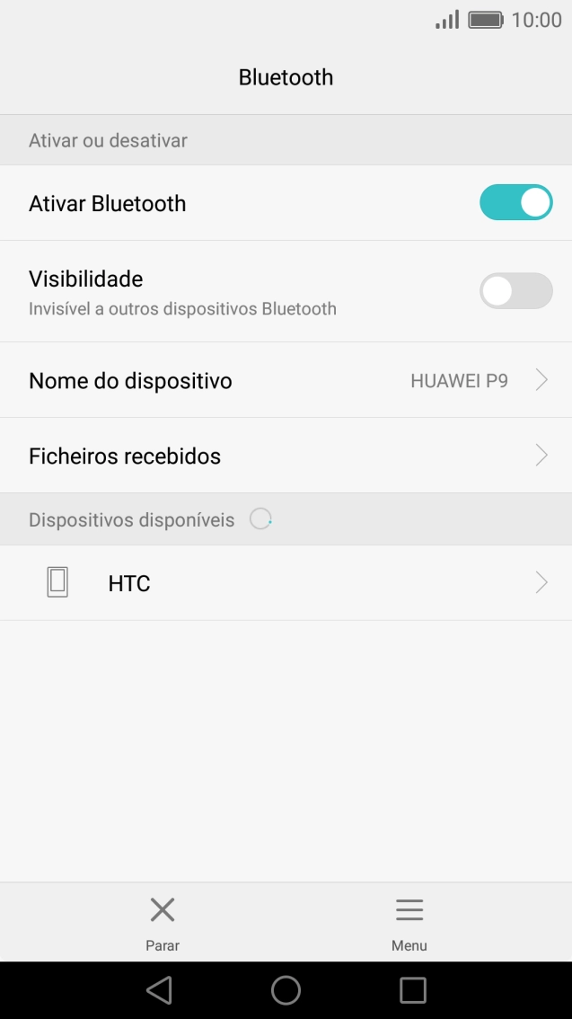 Prima o dispositivo Bluetooth pretendido e siga as indicações no ecrã para emparelhar o dispositivo pretendido com o telefone.
