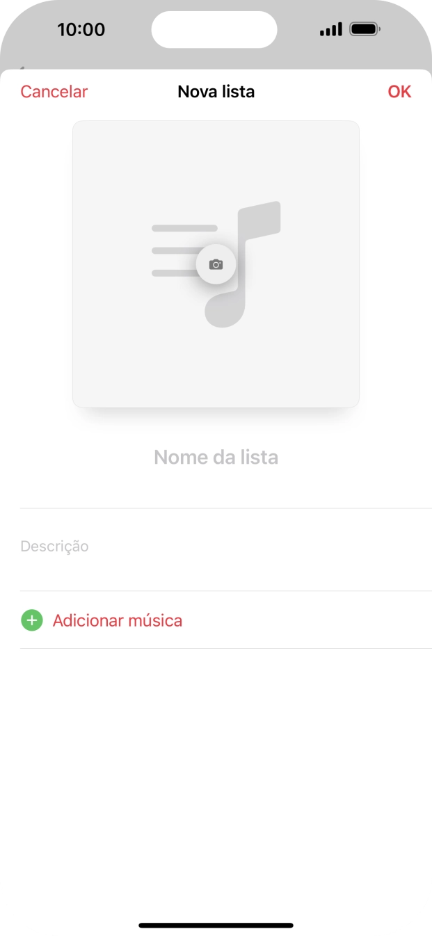 Prima o campo de escrita e introduza o nome da lista de reprodução.