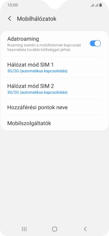 Válaszd a Hozzáférési pontok neve lehetőséget.