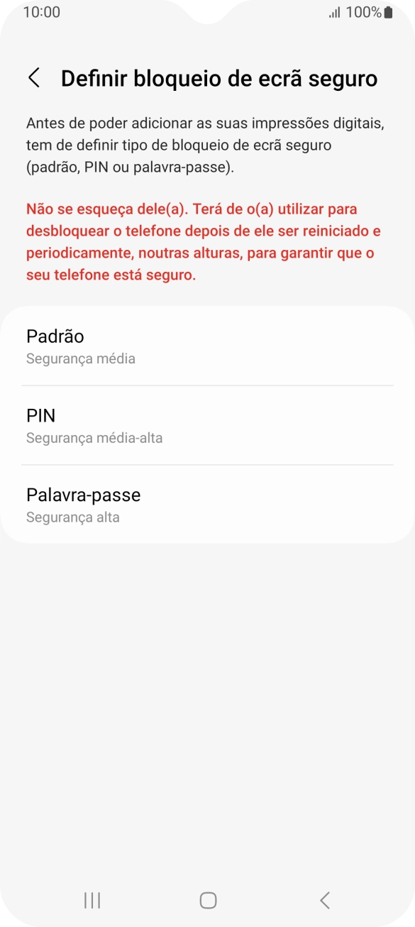 Prima o código de bloqueio do telefone pretendido e siga as indicações no ecrã para estabelecer um código de bloqueio adicional.