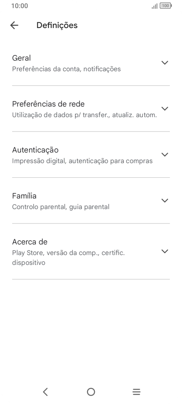 Prima Preferências de rede.