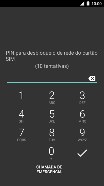 Introduza o código de desbloqueio e prima o ícone para aceitar.