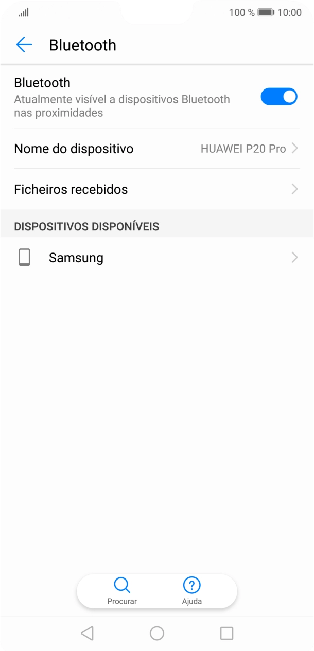 Prima o dispositivo Bluetooth pretendido e siga as indicações no ecrã para emparelhar o dispositivo pretendido com o telefone.