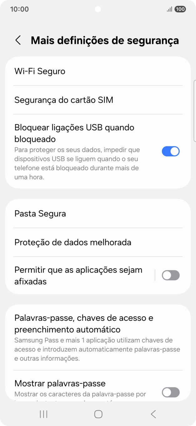 Prima Segurança do cartão SIM.