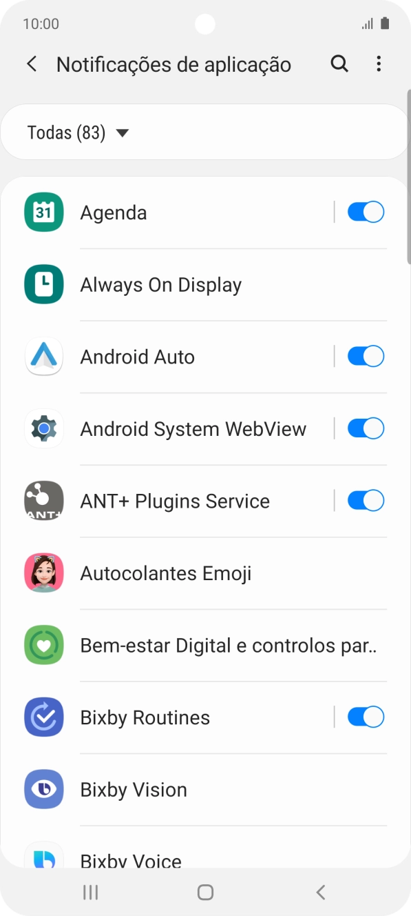 Prima o indicador junto às apps pretendidas para ativar ou desativar a função.
