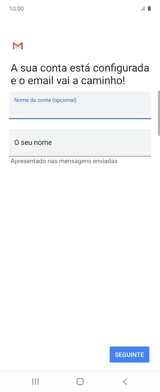 Prima O seu nome e introduza o nome do remetente pretendido.