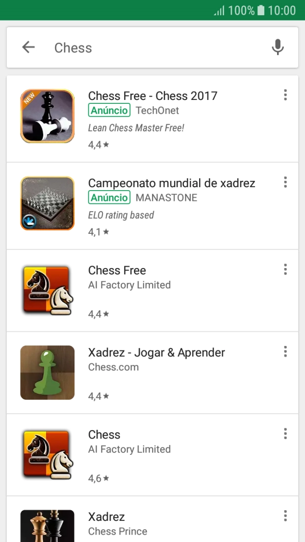 Prima a app pretendida.