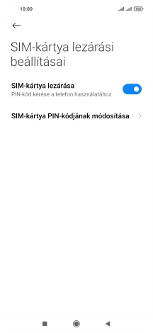 Kattints a „SIM-kártya lezárása ” melletti csúszkára a funkció be- vagy kikapcsolásához.