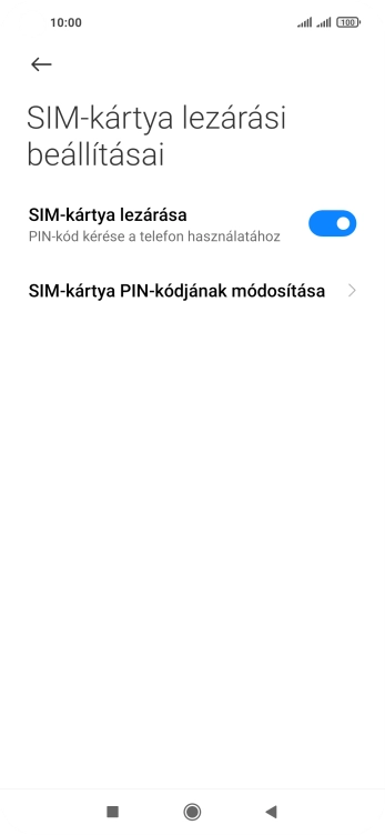 Kattints a „SIM-kártya lezárása ” melletti csúszkára a funkció be- vagy kikapcsolásához.