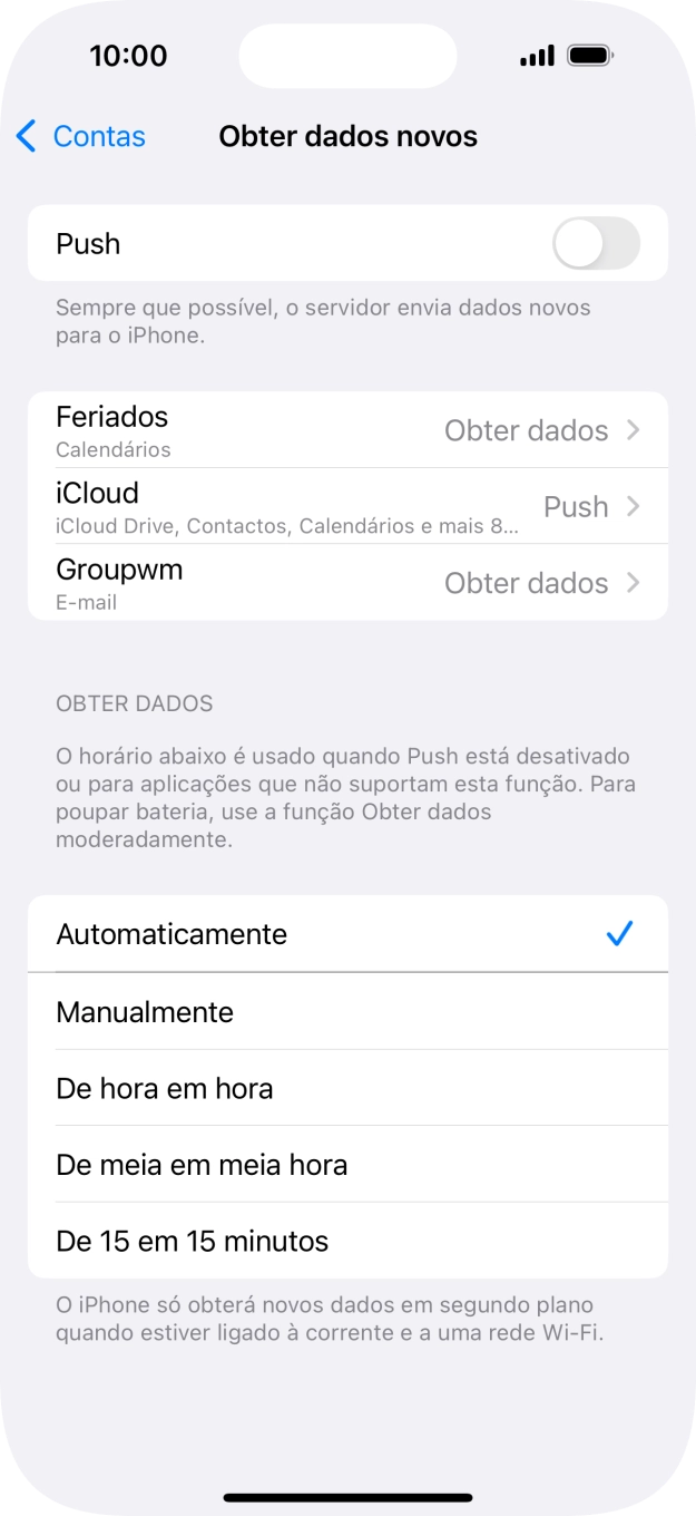 Se desativar a função, prima a definição pretendida.