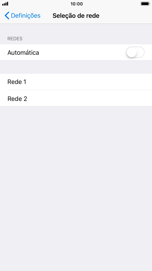 Se desativar a função, prima a rede pretendida.