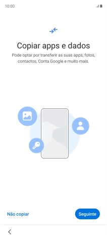 É possível transferir conteúdo de outro telefone quando o telefone for ativado antes da primeira utilização e quando o telefone tiver sido reiniciado. Quando esta imagem for mostrada no ecrã, o telefone está pronto para transferir conteúdo de outro telefone.
