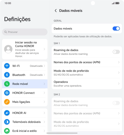 Prima Nomes dos pontos de acesso (APN).