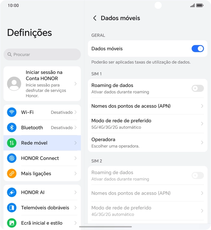 Prima Nomes dos pontos de acesso (APN).