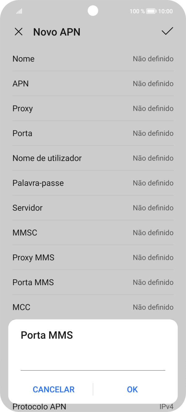 Introduza 80 e prima OK.