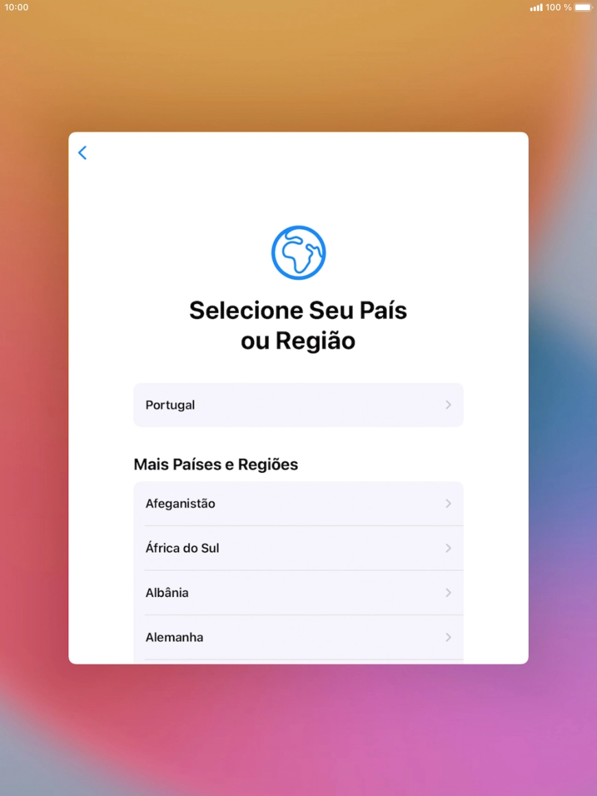 Prima a área ou país pretendido.