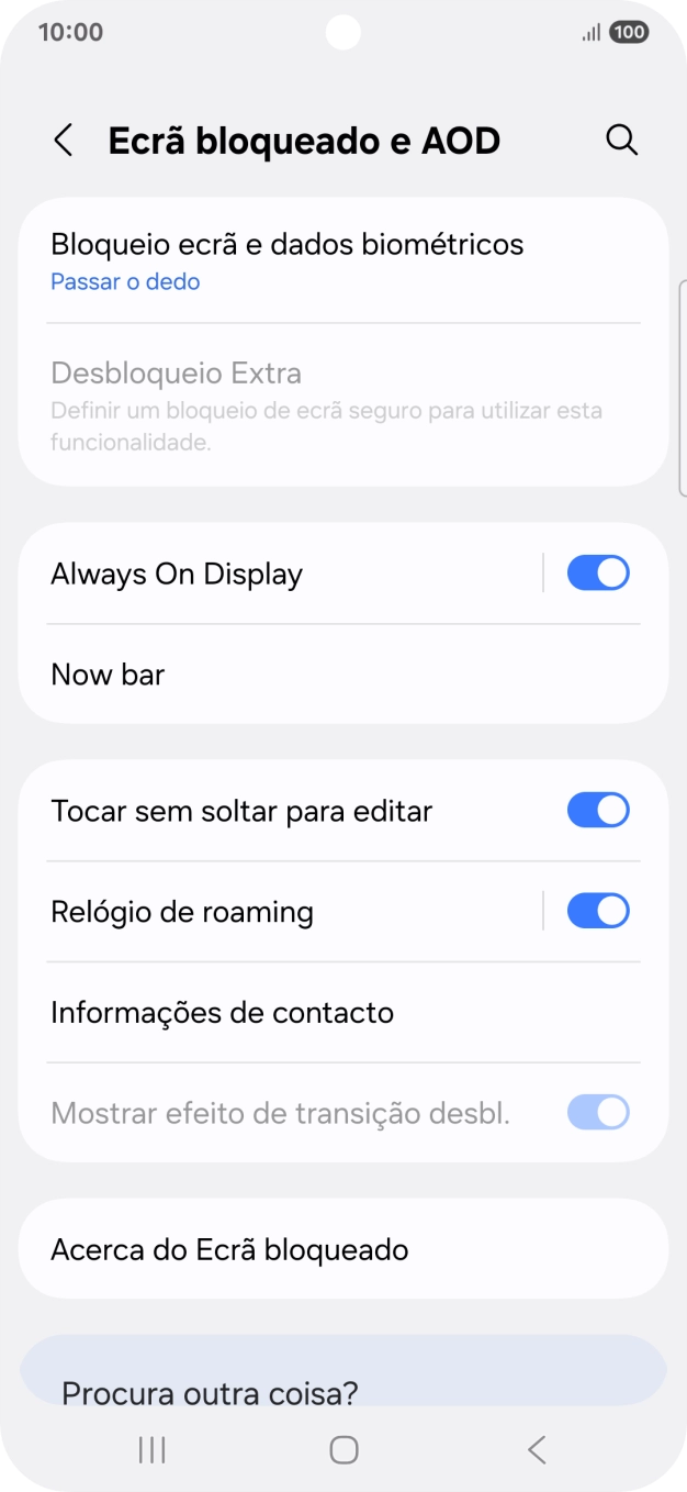 Prima Bloqueio ecrã e dados biométricos.