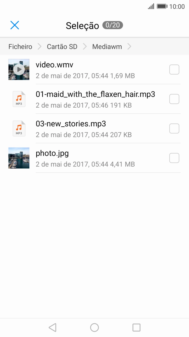 Prima o ficheiro pretendido.