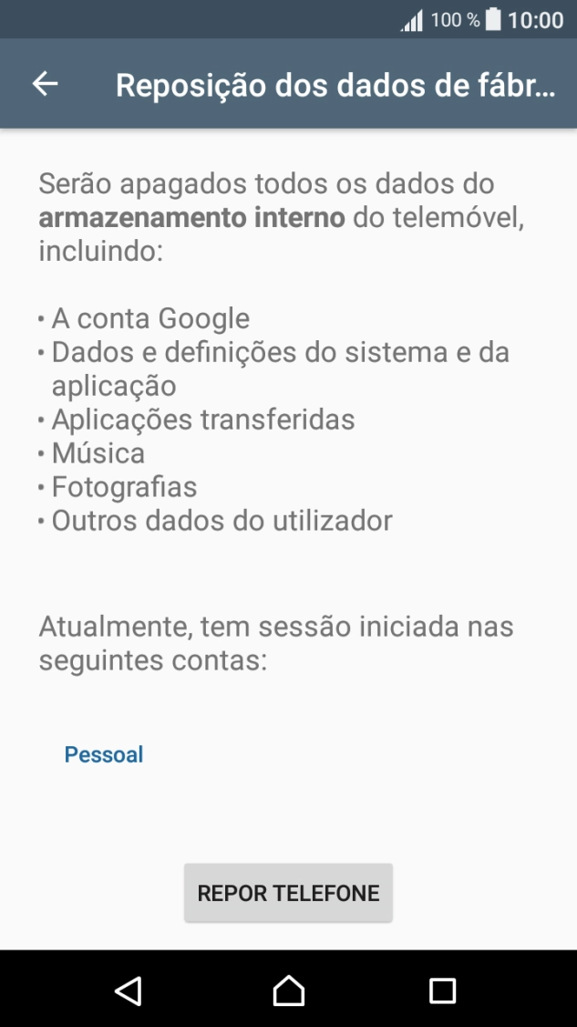 Prima REPOR TELEFONE.